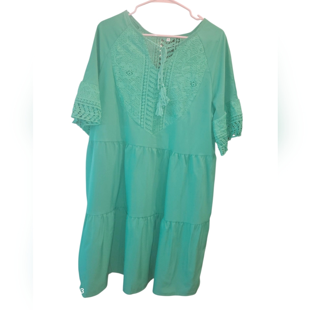 NWOT Green Flutter Sleeve,Lacey Sundress Size XL